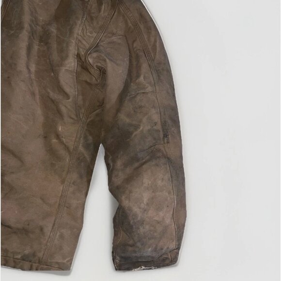 Mens Large Carhartt FR Insulated Bomber Jacket Brown Distressed Thrashed Tan - Picture 16 of 16
